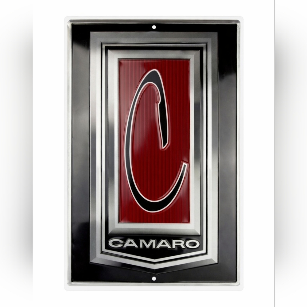 Chevrolet Camaro 2nd Gen Emblem Embossed Aluminum Sign – 16"H × 12"W